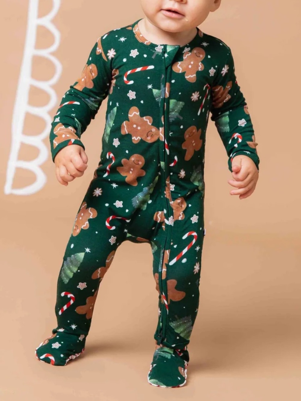 Bums & Roses Bake It Happen Christmas Gingerbread Man Footie Sleeper Bamboo 6-9